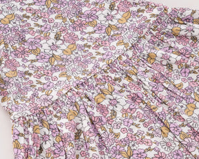 Little girl pink cotton floral frock – lightweight, comfortable summer dress for ages 1–6 with twirl-worthy design.