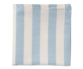 Striped blue outdoor cushion covers for patio seating