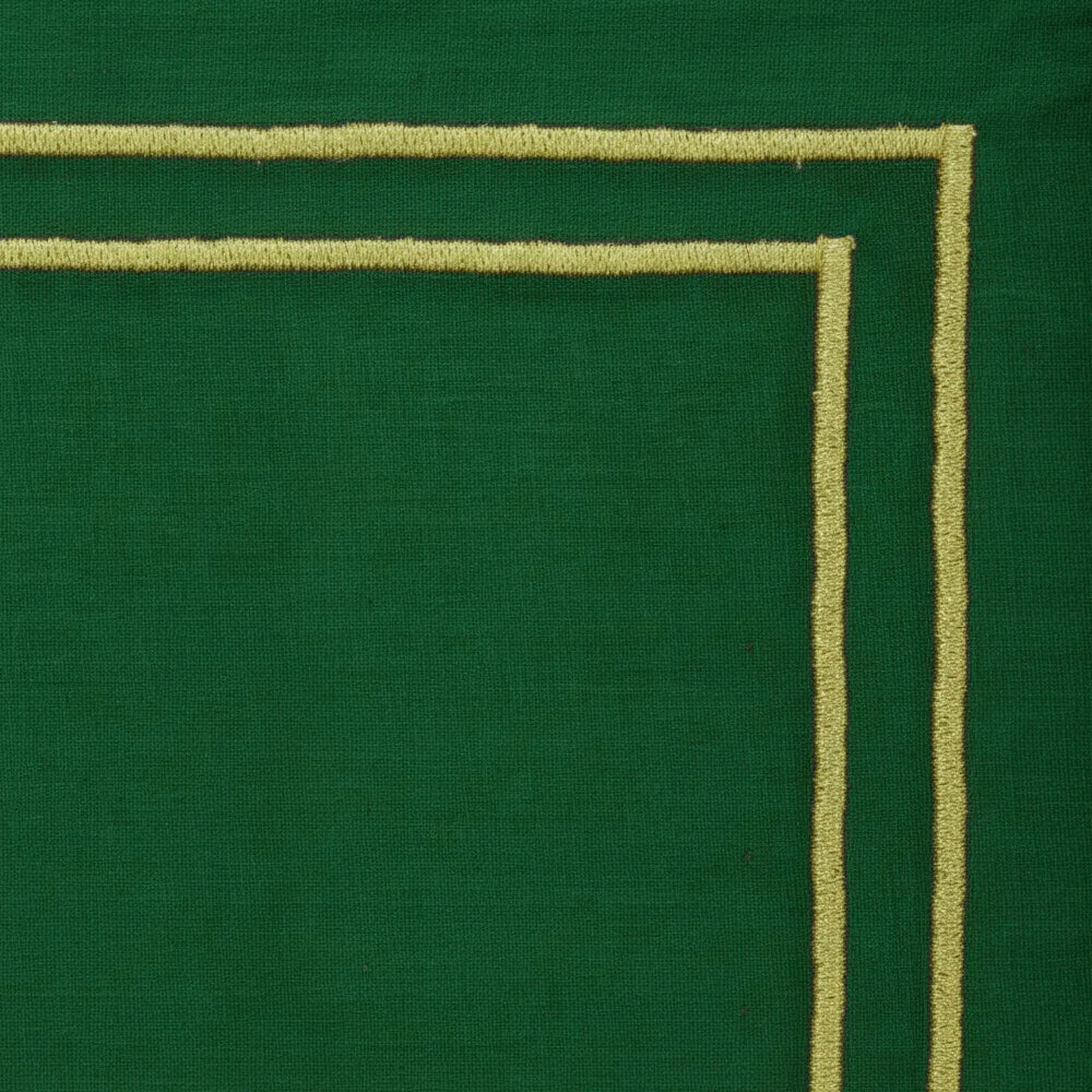 Dark green cotton dinner napkins with golden trim