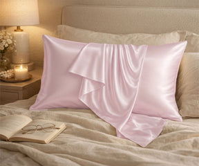 Pastel pink Mulberry silk pillowcase set, luxury silk pillow cover for gentle skin care and shiny hair