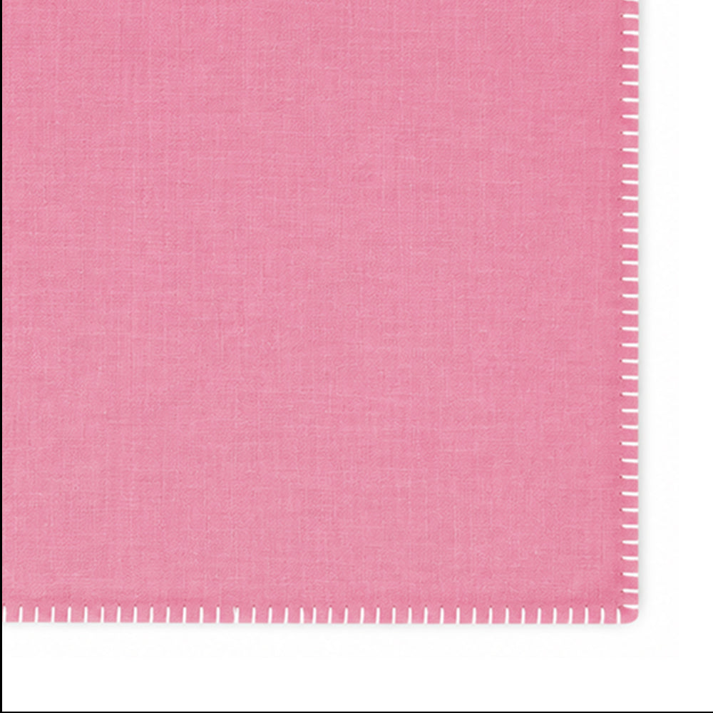 Peony with White Stitch Cotton Table Placemats, reusable rectangle placemats with decorative whip stitched border