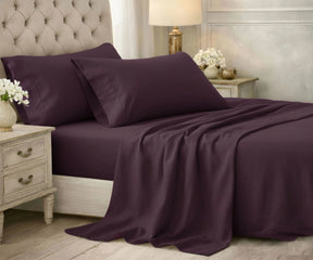 Purple colored cotton bedsheet set with cozy appearance