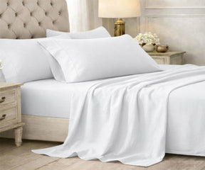 White cotton bedsheet set with clean, classic styling
