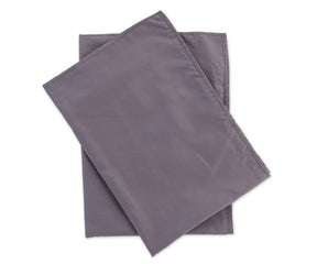 Smooth 400-thread count gray cotton pillow covers with breathable sateen finish