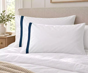 Cotton Pillow Covers with Satin Trim