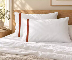 Cotton Pillow Covers with Satin Trim