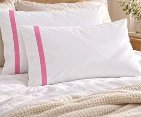 Cotton Pillow Covers with Satin Trim
