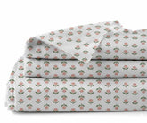 Pink floral percale printed linen bed sheet set with soft breathable fabric for queen and king size beds