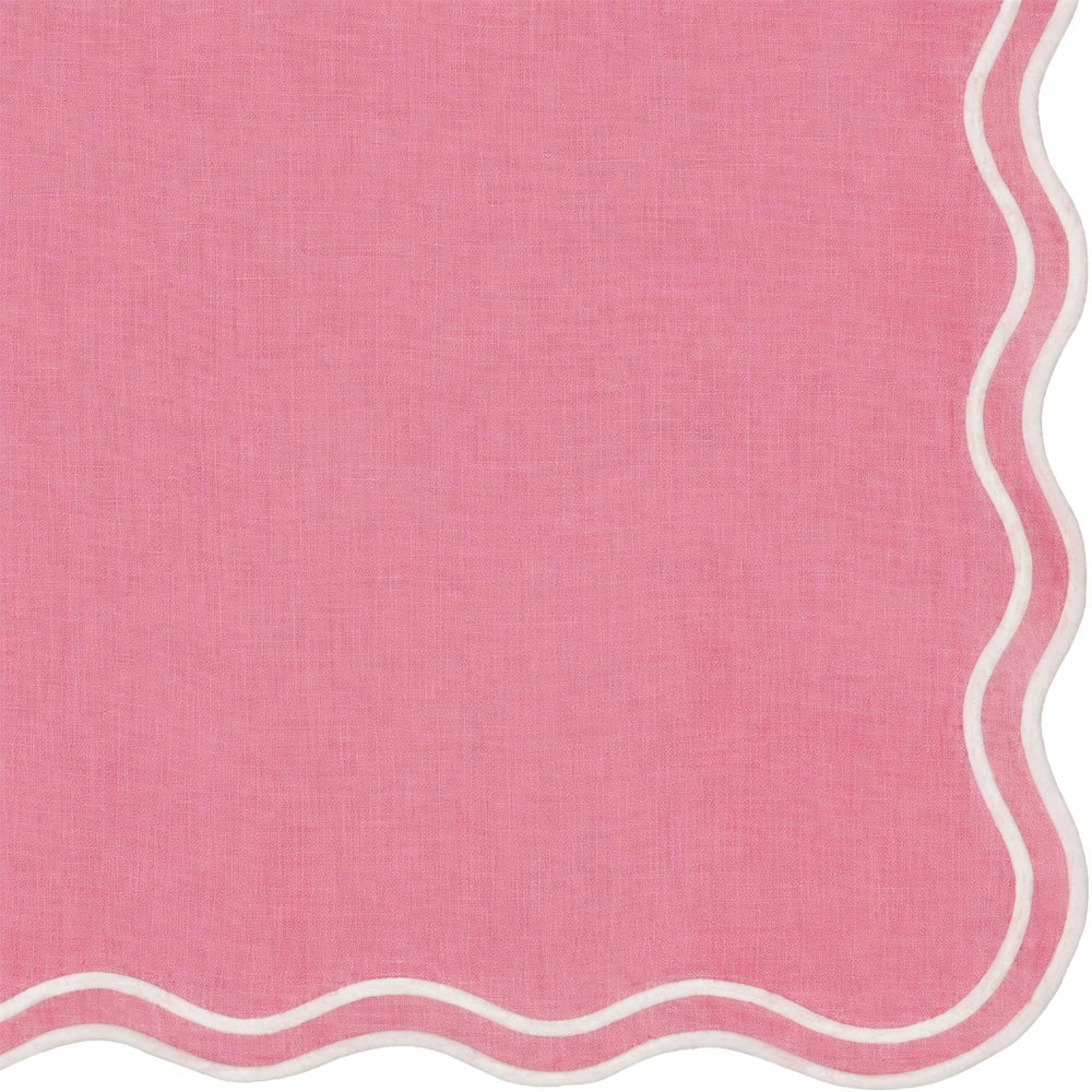 Pink scallop embroidered napkins cotton
