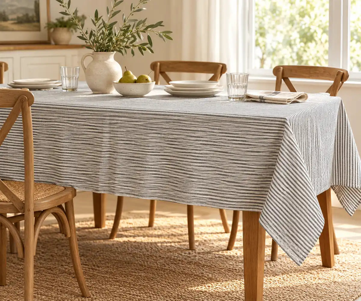 Pinstripe Striped Tablecloth