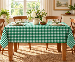 Sage Green Gingham Tablecloth - Rectangular