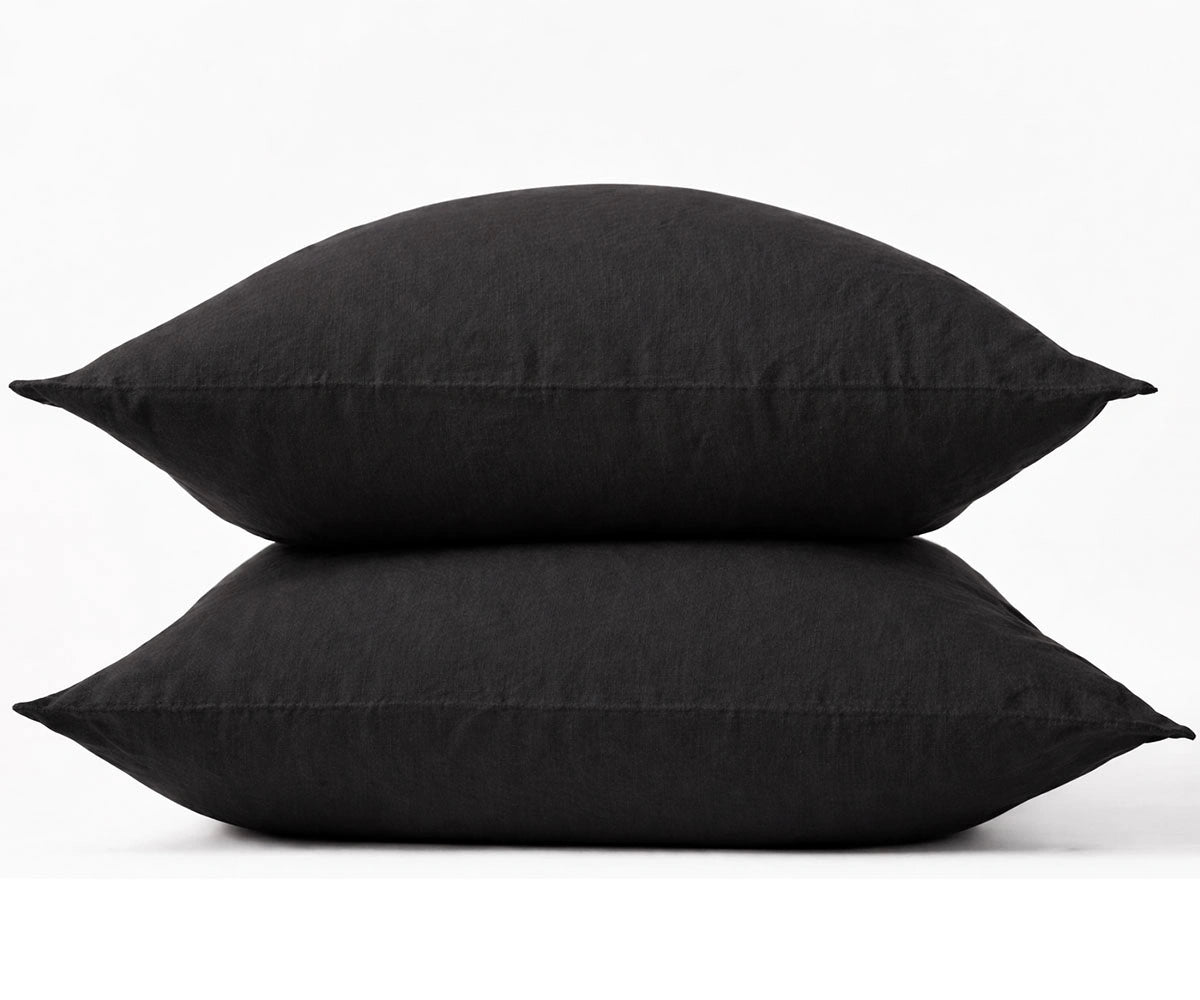 Black Cotton Pillow Case Set – Minimal Solid Pillow Covers