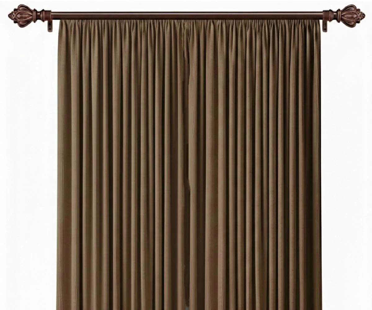 Dark Beige window curtain with gathered pleats