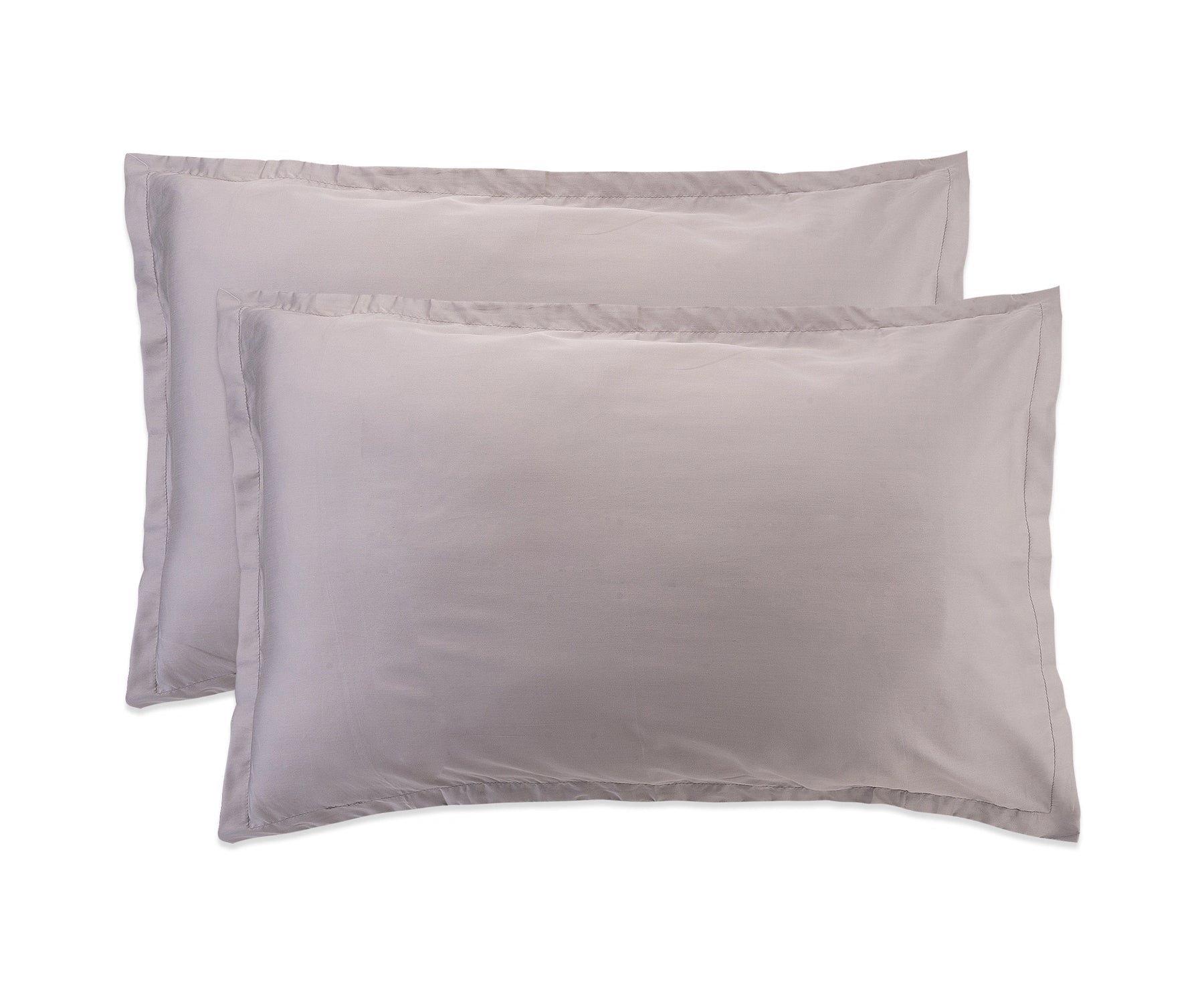 Grey cotton pillowcases set of 2 with 400 thread count sateen weave for luxury bedding