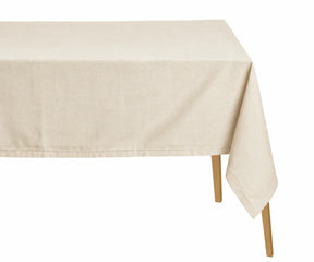 Natural cotton rectangular tablecloth with hemstitched edges, reusable holiday tablecloth for dining tables