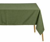 Olive green cotton rectangular tablecloth with hemstitched edges, stylish holiday tablecloth for dining
