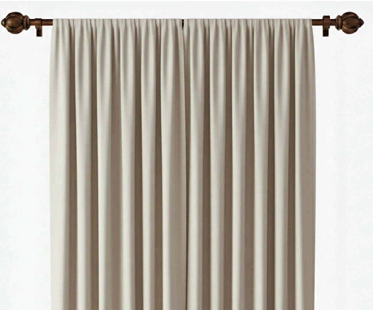Neutral  drapes on wooden curtain 