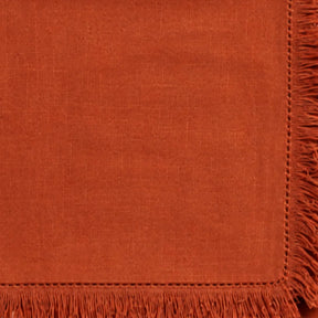 Rust cotton napkin set with decorative fringe trim for farmhouse, boho and autumn table décor