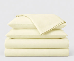 Cream European linen bedding set, 100% European flax linen sheets and pillowcases for a soft, breathable, and elegant bedroom look.