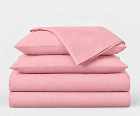 Light pink 100% European flax linen bedding set with soft breathable linen sheets and pillowcases