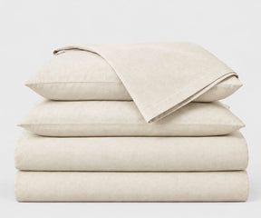 Natural flax linen bedding set, undyed European flax luxury sheets with breathable deep pocket fitted sheet for queen and king beds
