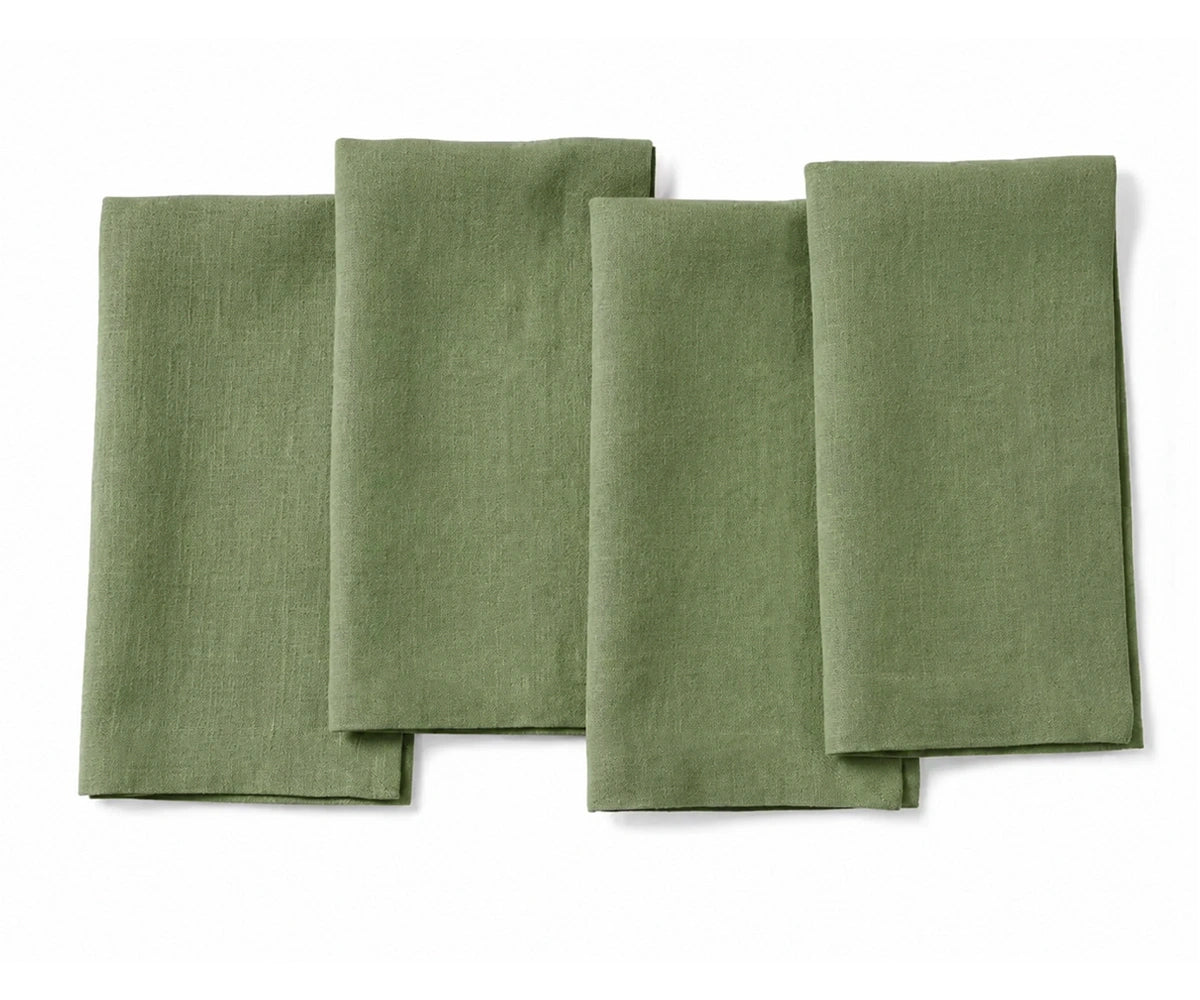 Soft Willow Leaf linen napkin set in premium washed linen, eco-friendly cloth napkins for weddings, restaurants, holiday dinners, and modern dining tables.