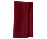Burgundy cloth napkins for weddings and special occasions, featuring a classic hemstitch design for elegant table settings