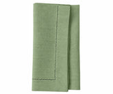 Sage green linen dinner napkins with hemstitched border, 100% pure linen cloth napkins for elegant dining and special occasions