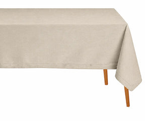 Flax hemstitched linen tablecloth crafted from 100% pure linen, adding natural texture and warmth to everyday dining décor.