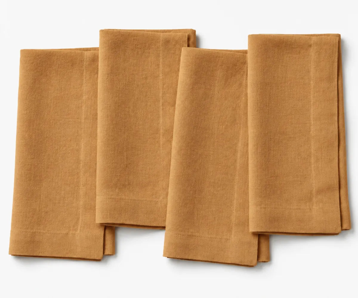 Camel linen napkin for neutral dining table settings and everyday meals.