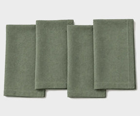 Forest green linen napkins for elegant dining tables and everyday meals.