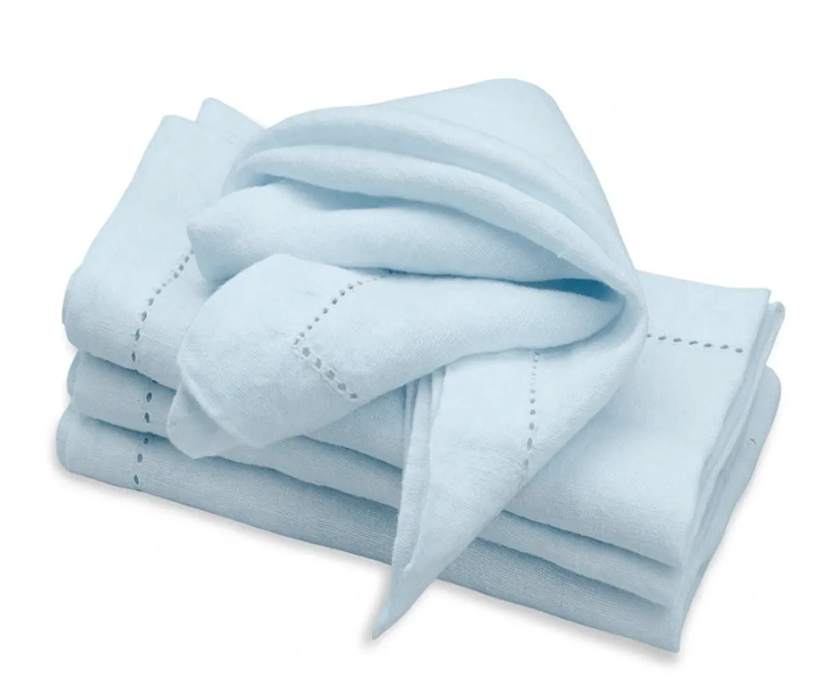 Reusable cotton linen cloth napkins with hemstitched edges