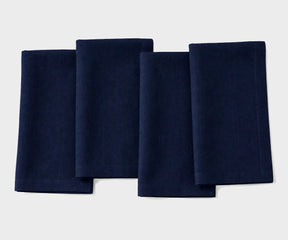 Midnight blue linen napkins for elegant dining table settings and everyday meals.