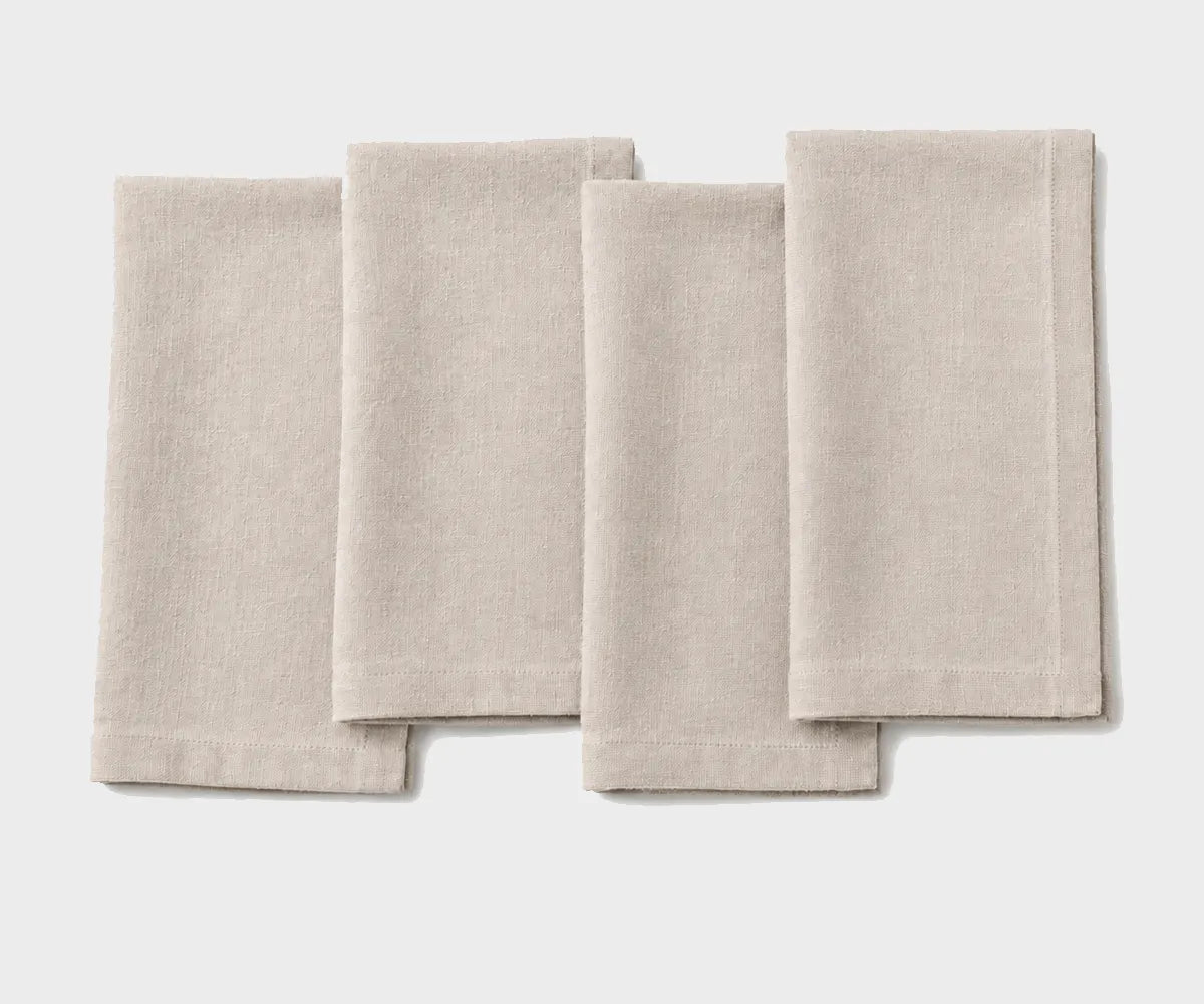 Natural linen napkins for elegant everyday dining and farmhouse table settings.