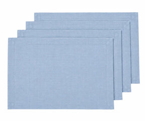 Reusable light blue linen table mats for elegant everyday dining decor
