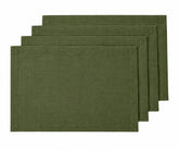 Olive green linen placemats for dining table, rectangular green table mats made from 100% linen for elegant dining décor.