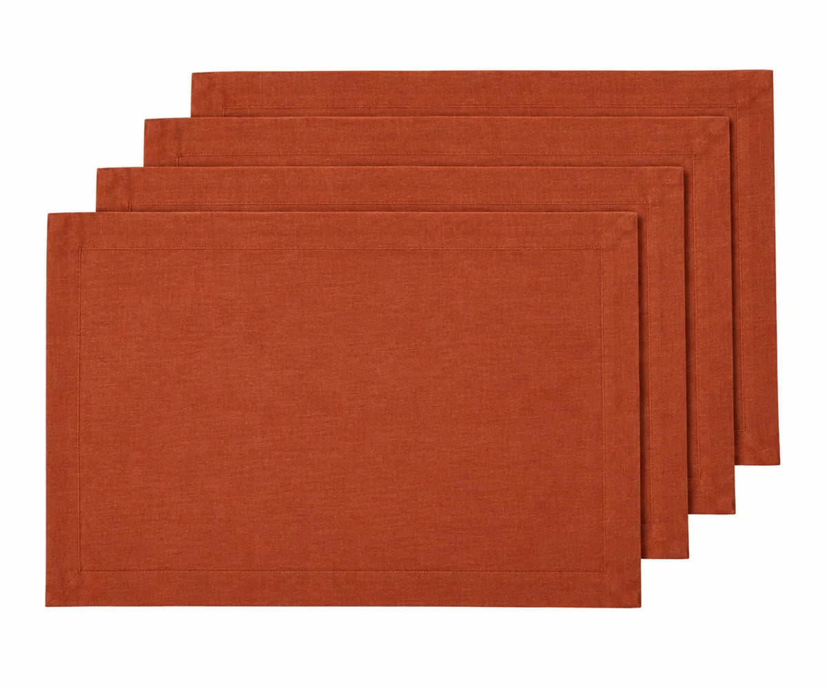 Rectangular rust table placemats made from 100% linen for home dining
