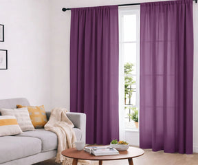 Purple cotton curtains for living room interior