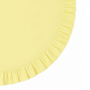 Round yellow cotton placemat with ruffled border