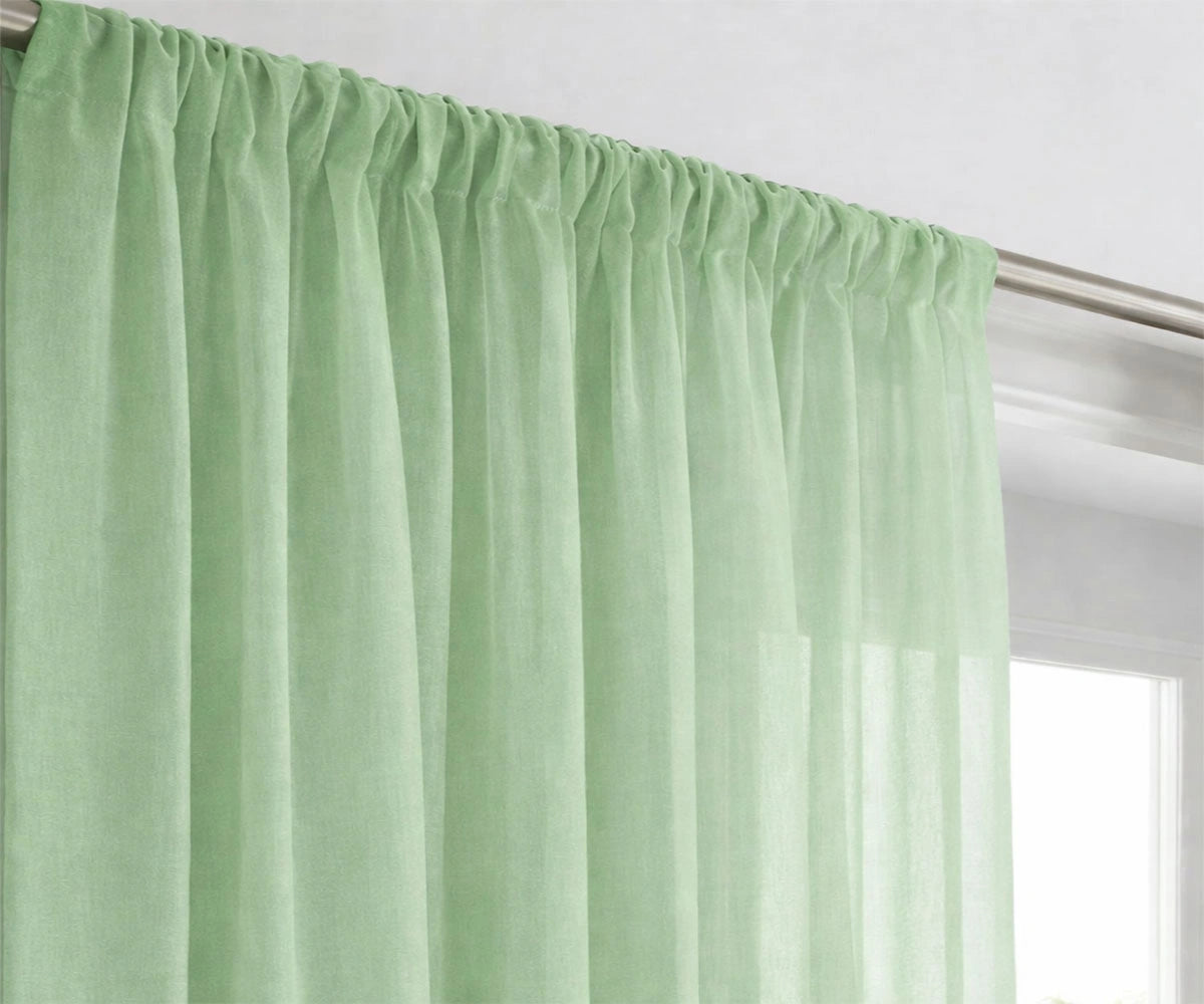 Light green cotton curtains for fresh living room look
