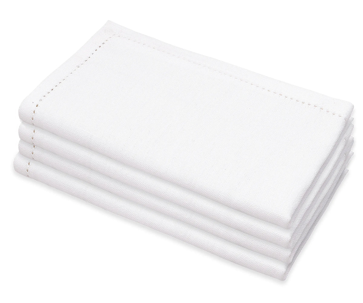 White cotton-linen dinner napkins with elegant hemstitched borders