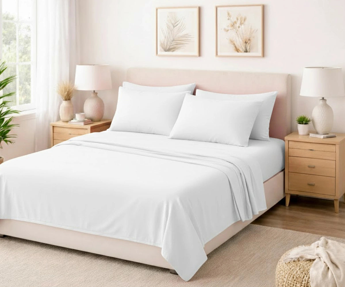 White European flax linen bedding set, classic hotel luxury breathable sheets for queen and king beds