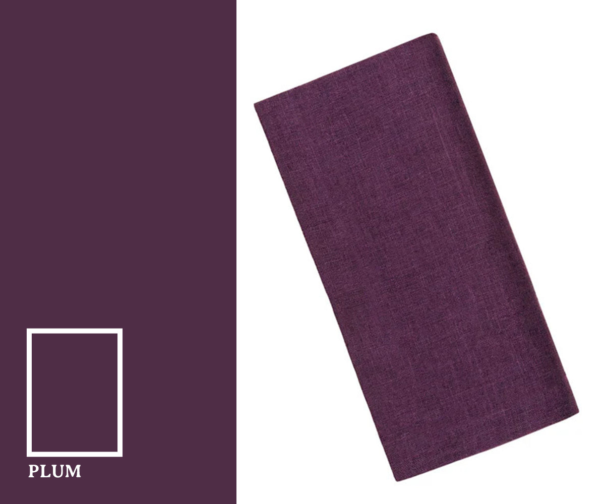 Deep plum color napkins with a rich, elegant purple hue that adds a luxurious and stylish touch to dining table settings.