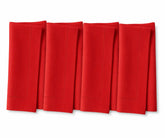 Bold poppy red cotton hemstitch napkins, reusable washable cloth dinner napkins for weddings, holiday tables, dinner parties, and everyday dining.