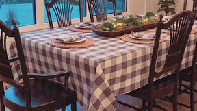 Stylish Gray Checkered Tablecloth - Contemporary Dining Appeal