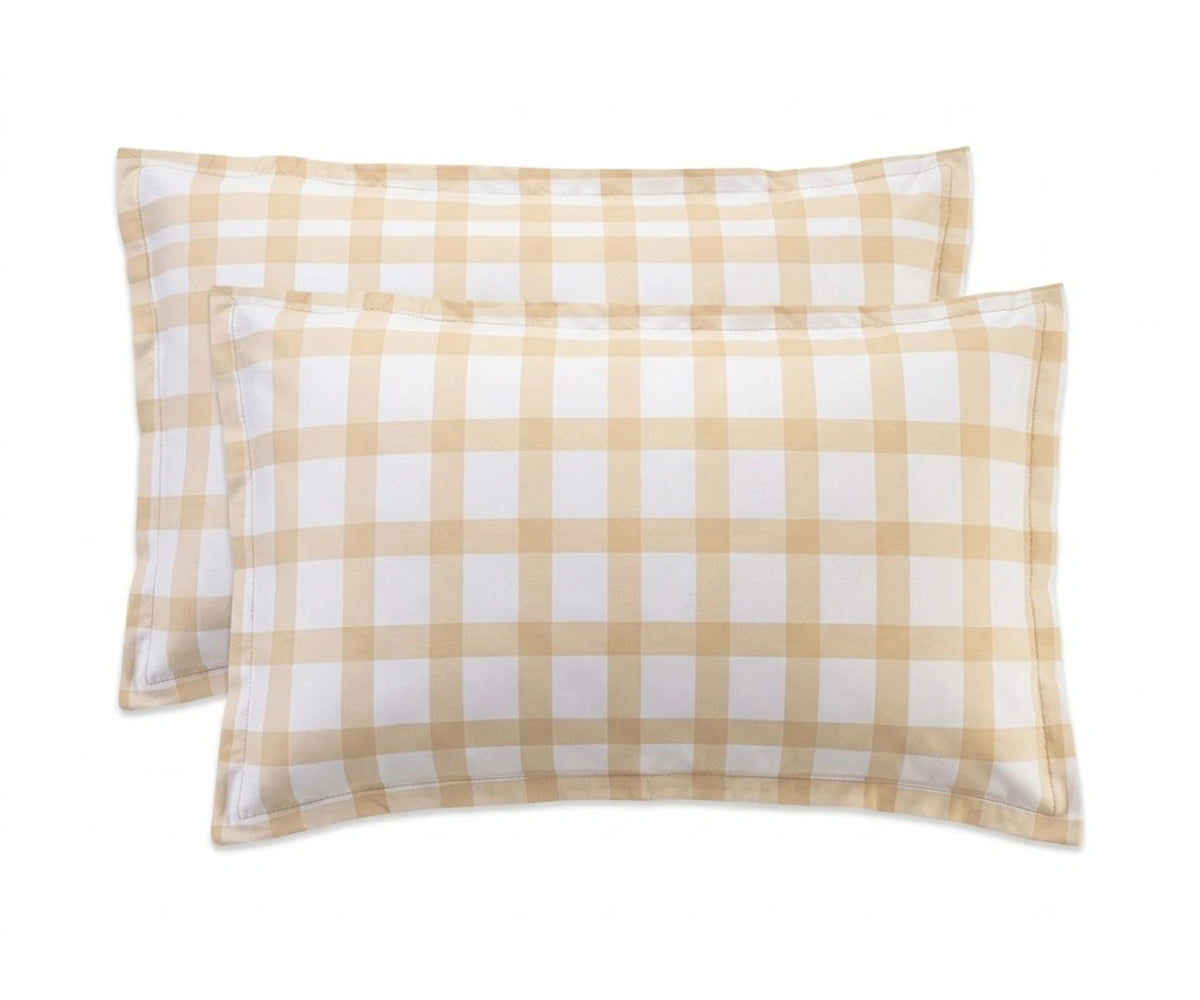 neutral plaid linen pillowcases luxury flax linen breathable cooling sheets