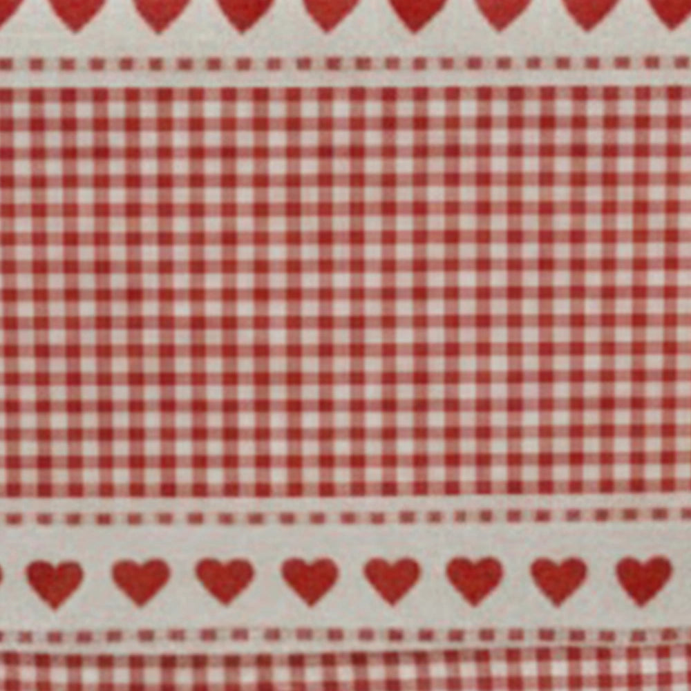 Red checkered tablecloth with heart border detail