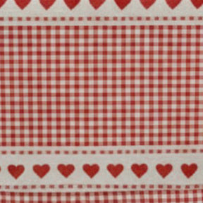 Red checkered tablecloth with heart border detail