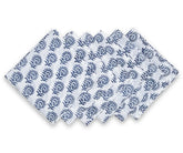 Blue floral block print cotton napkins – reusable cloth napkins for weddings, parties, and eco-friendly dining.