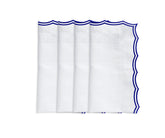 Royal blue embroidered cotton napkins with scalloped edges – set of 12